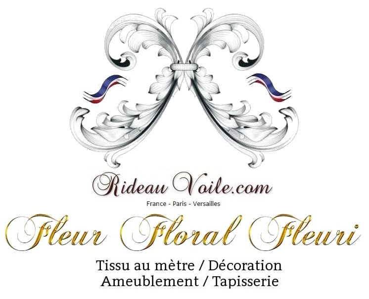 Rideau couette TISSU imprimé fleurs, motif floral, fleuri. Toile de Jouy au mètre sur mesure haut gamme luxe tapisserie fauteuil.