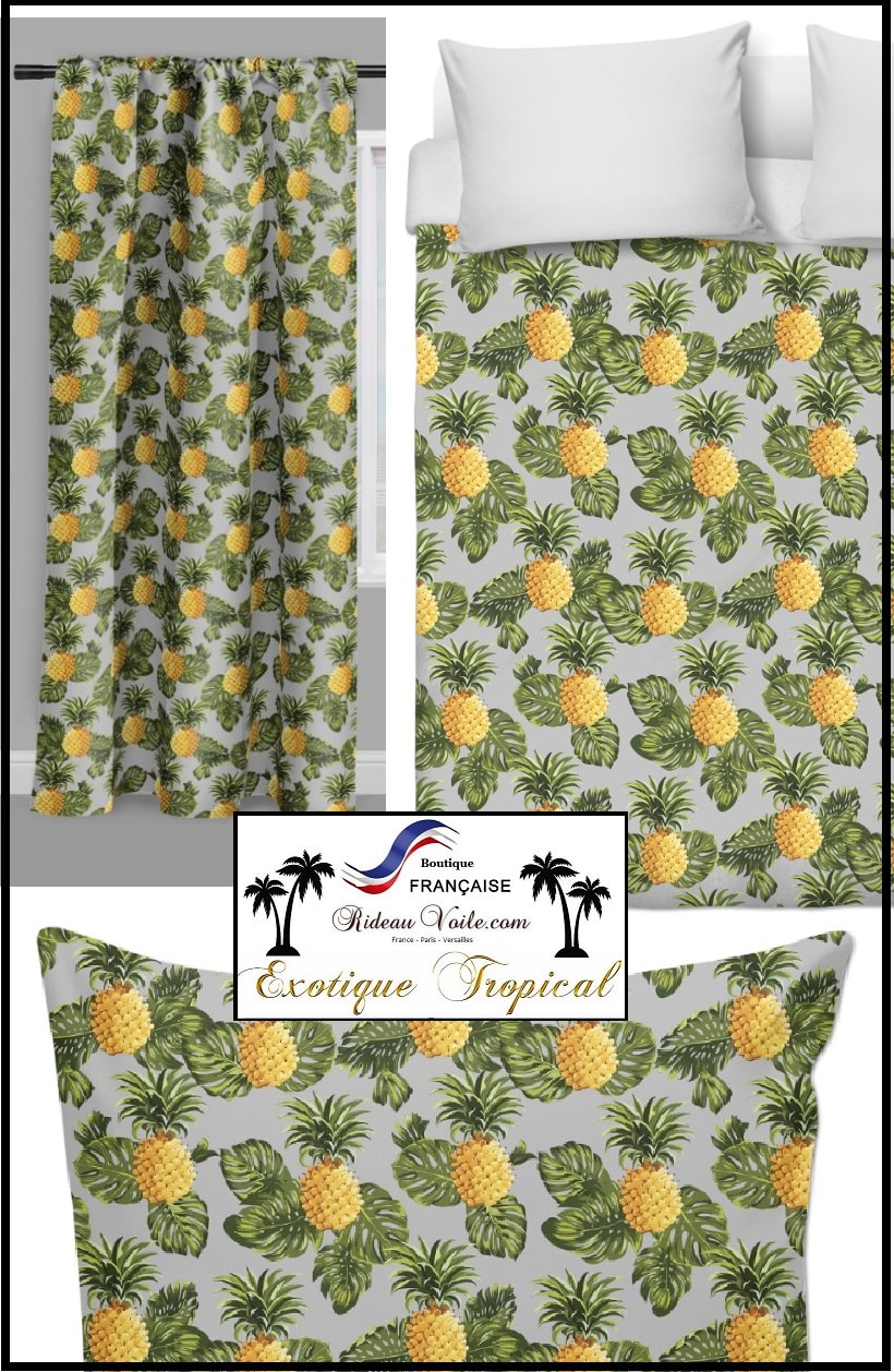 tissu motif fruits exotique tropical ananas fleur plantes motif imprimé rideau coussin couette