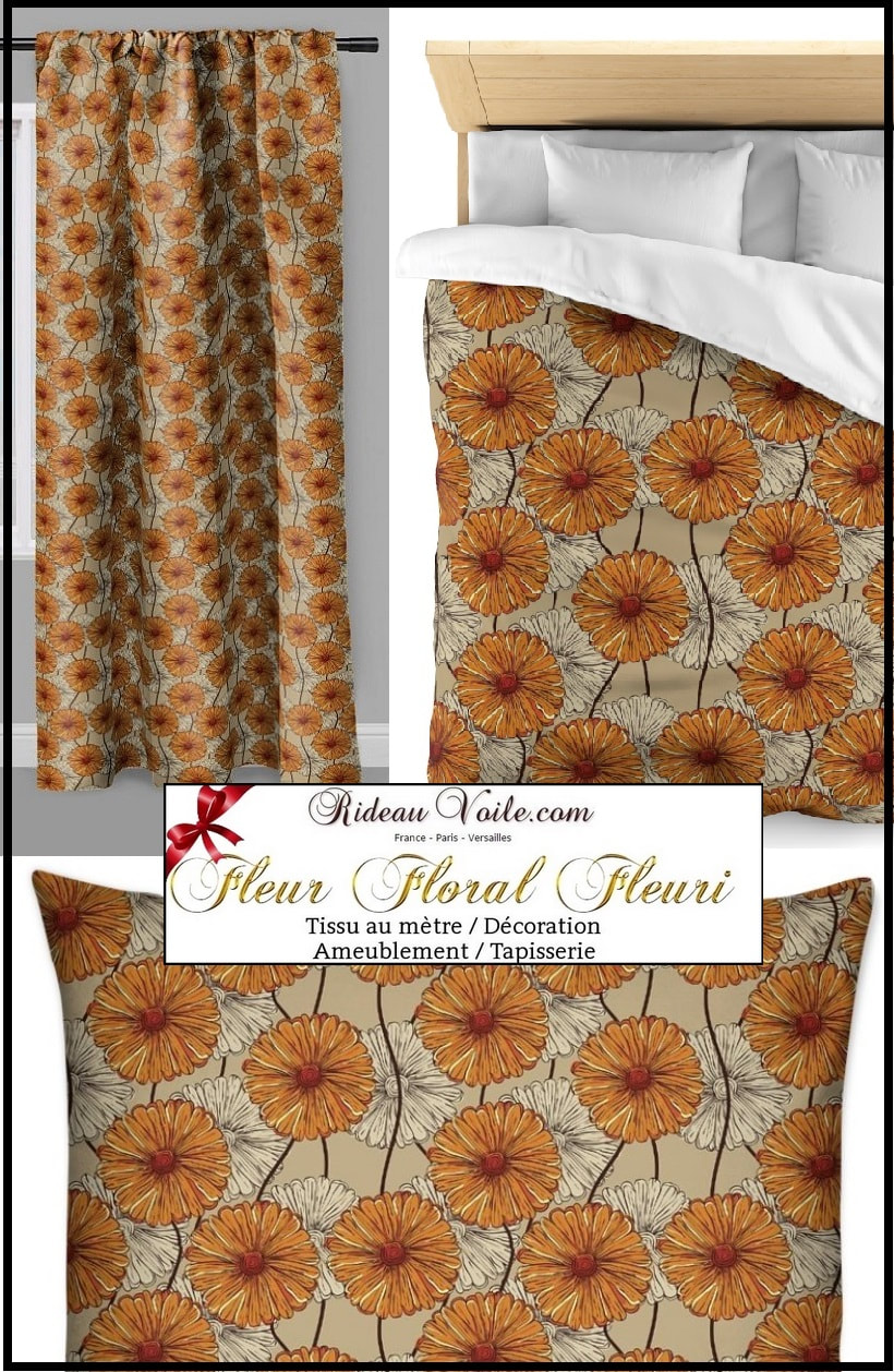 Tissus fleuri motif fleurs au mètre rideau couette tapisserie fauteuil coussin comment boutique