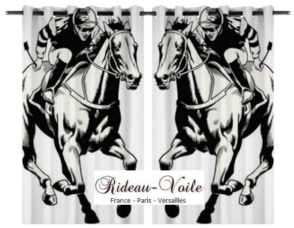 rideau sur mesure avec motif cheval chevaux équitation accesscoire course cavalier