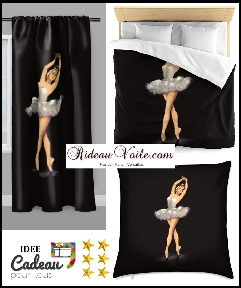 Rideau tissu imprimé Opéra danseuse étoile ballet silhouette danse classique housse de couette coussin design original motif