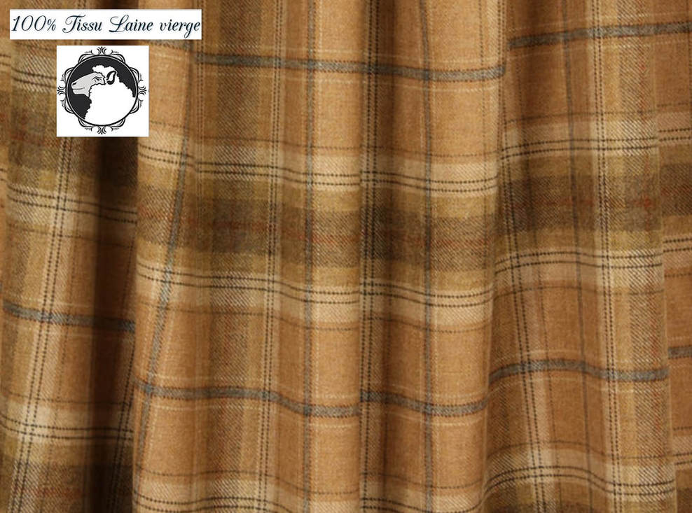 tissu laine vierge rideau plaid couverture coussin couleur carreaux tartan écossais