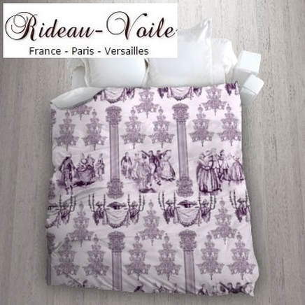 linge de lit maison violet Paris Versailles tissu ameublement style Empire Toile de Jouy au mètre sur mesure rideau coussin couette abat-jour tapisserie décoration papier-peint