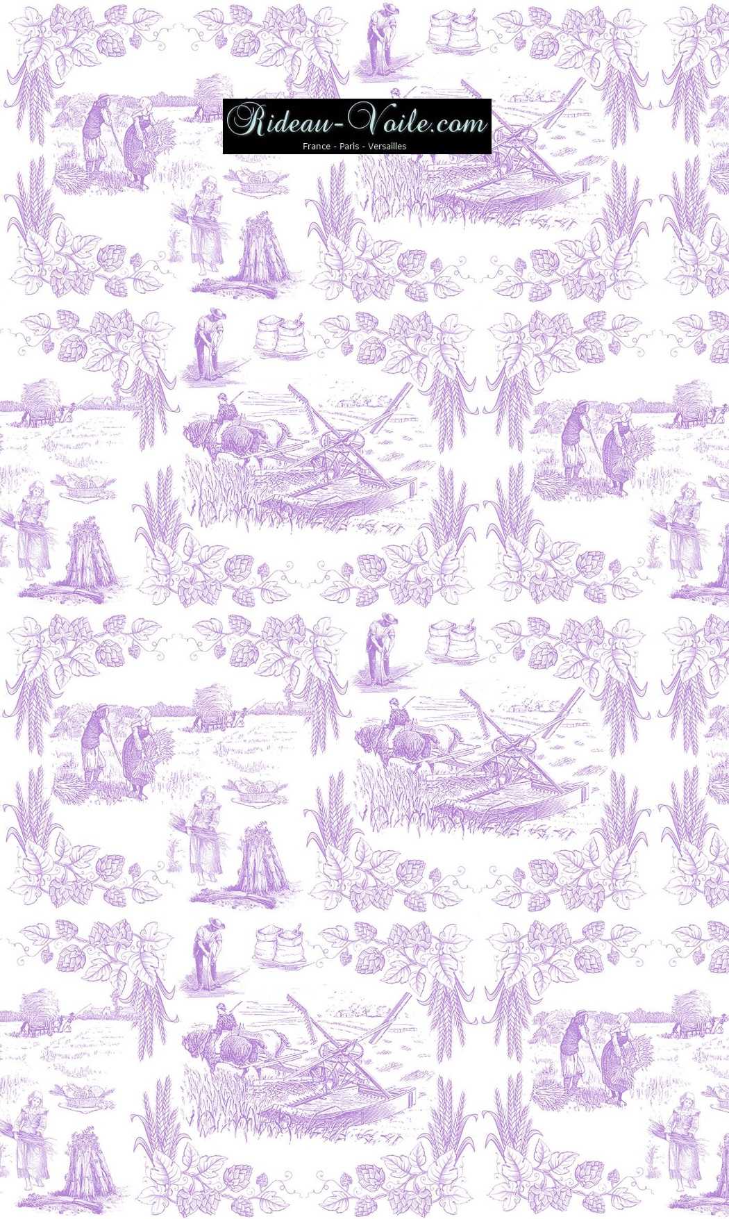 Toile de Jouy tissu au mètre ameublement textile Paris Versailles Yvelines decoration french pattern haut gamme violet