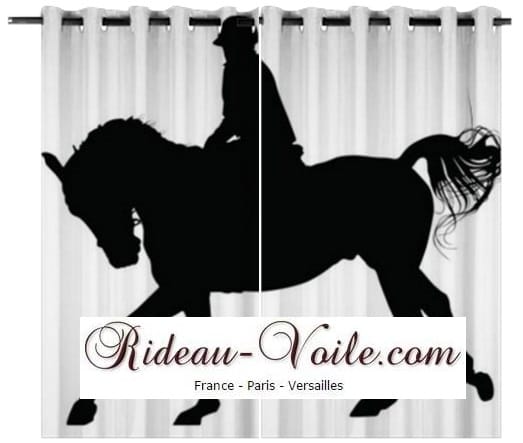 rideau sur mesure avec motif cheval chevaux équitation accessoire course cavalier