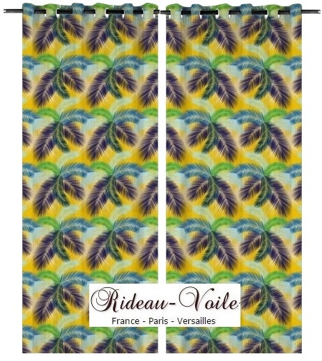 design original ameublement  ignifugé occultant tissu rideau exotique motif tropical sur mesure au mètre plantes imprimé
