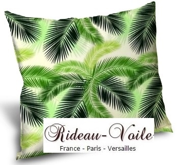 housse de coussin tissu palmier style design exotique tropical textile ameublement rideau