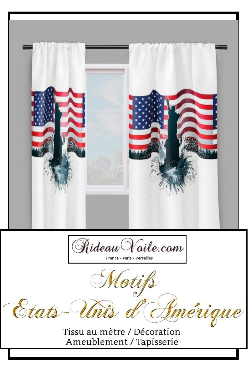 carte pays state rideau tissu ameublement motif imprimé tissus motifs imprimés usa américain americain drapeau independance day 