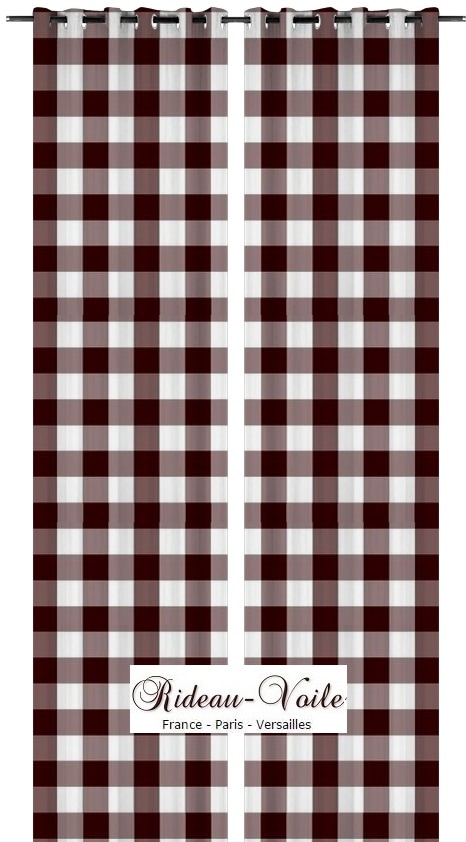 marron bordeau café chocolat rideau carrés carreaux vichy rideaux au mètre tissu ameublement motif imprimé