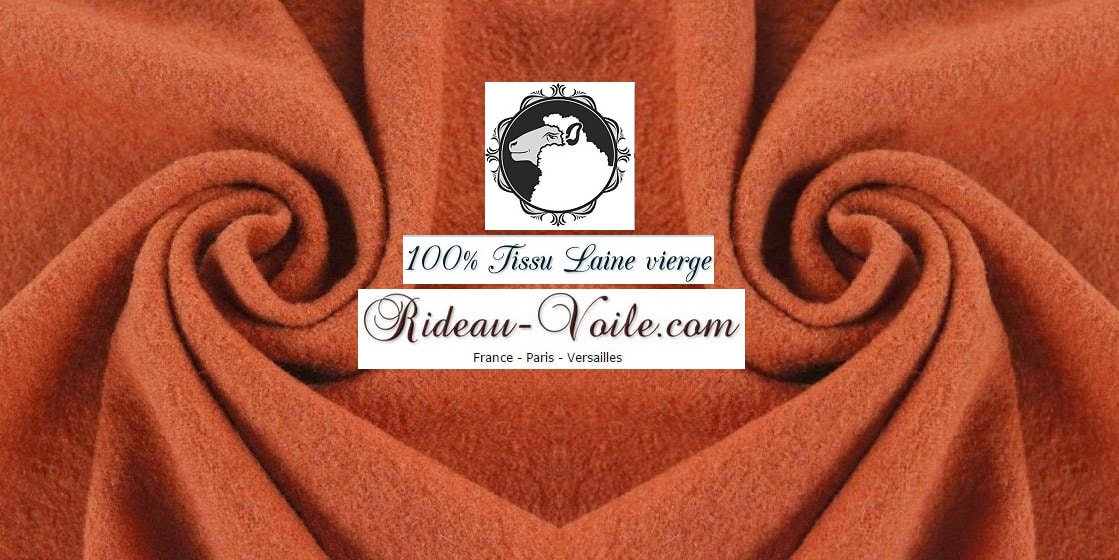orange tissu texture matière rideau plaid au mètre laine vierge ameublement décoration tenture sur mesure