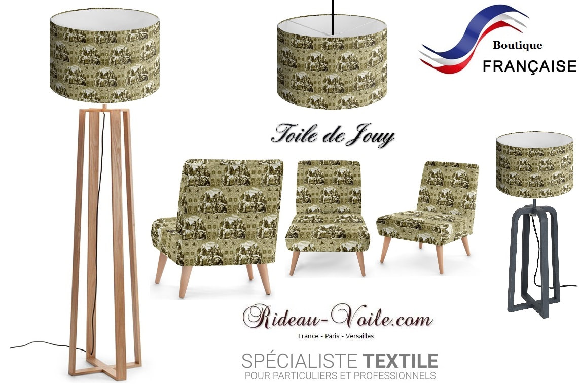 Toile de jouy tissu motif imprimé ameublement décoration tapisserie linge de maison housse coussin couette rideau abat-jour fauteuil luxe rideau