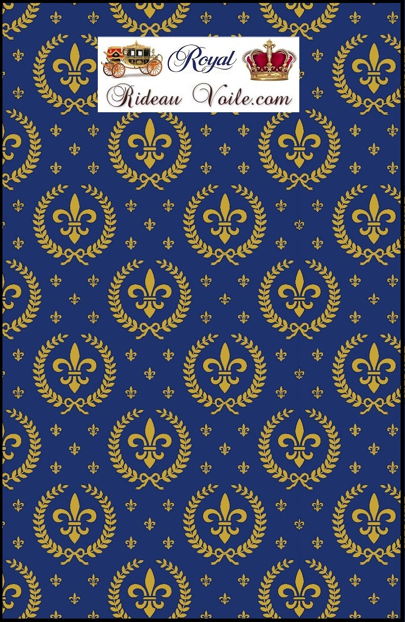 ornement style empire motif fleur de lys tissu ameublement France Paris Versailles rideau noir or jaune