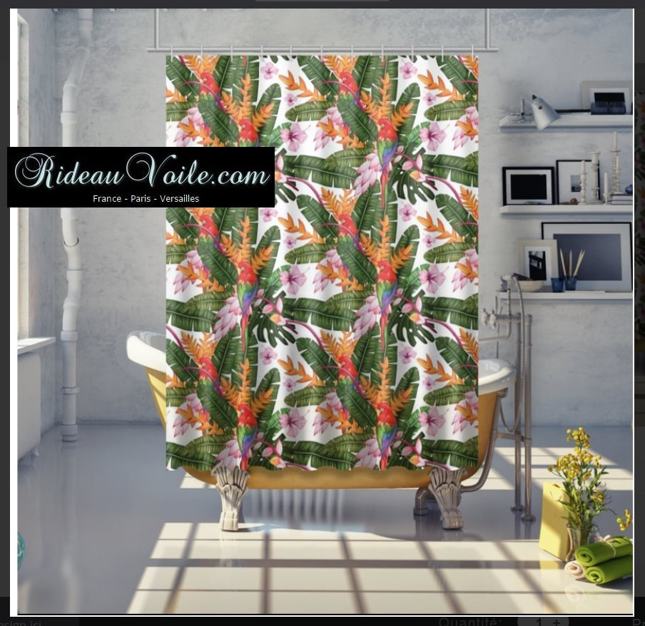 tissu motif exotique tropical oiseau fleurs plante flamant perroquet ananas fruits