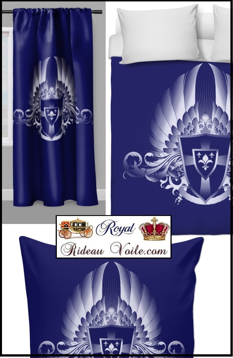 Motif tissu imprimé style Empire décoration ameublement sur mesure rideau fleur lys coussin couette armoiries blason héraldique