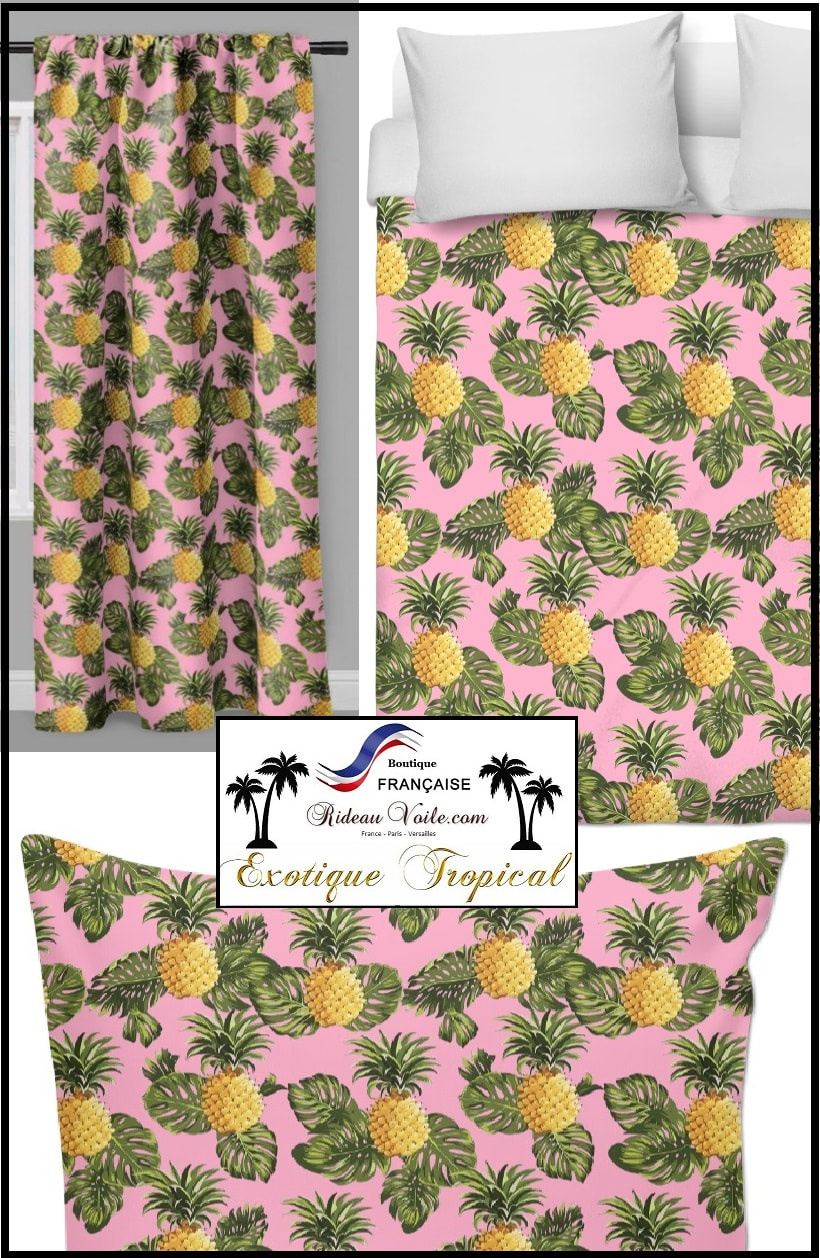 Toucan tissu textile au mètre boutique en ligne Paris France Versaille motif imprimé exotique tropical ethnique fleur plante oiseau feuille