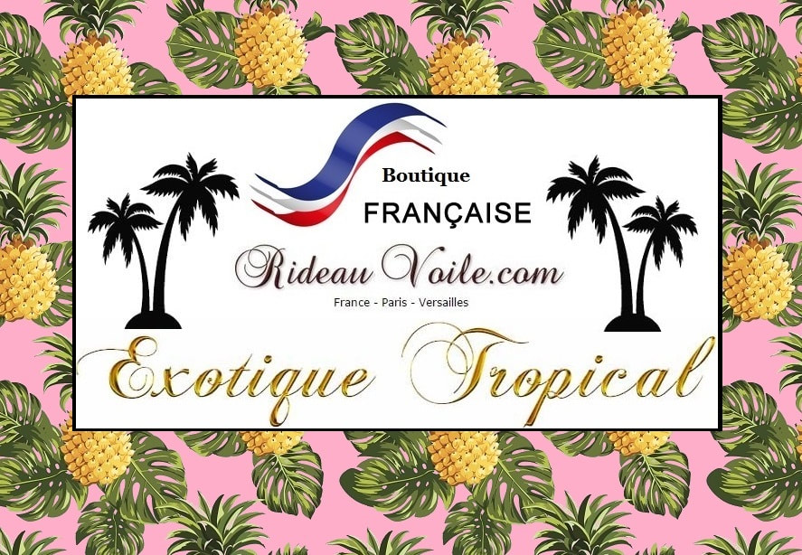 flamant rose tissu textile au mètre boutique en ligne Paris France Versaille motif imprimé exotique tropical ethnique fleur plante oiseau feuille