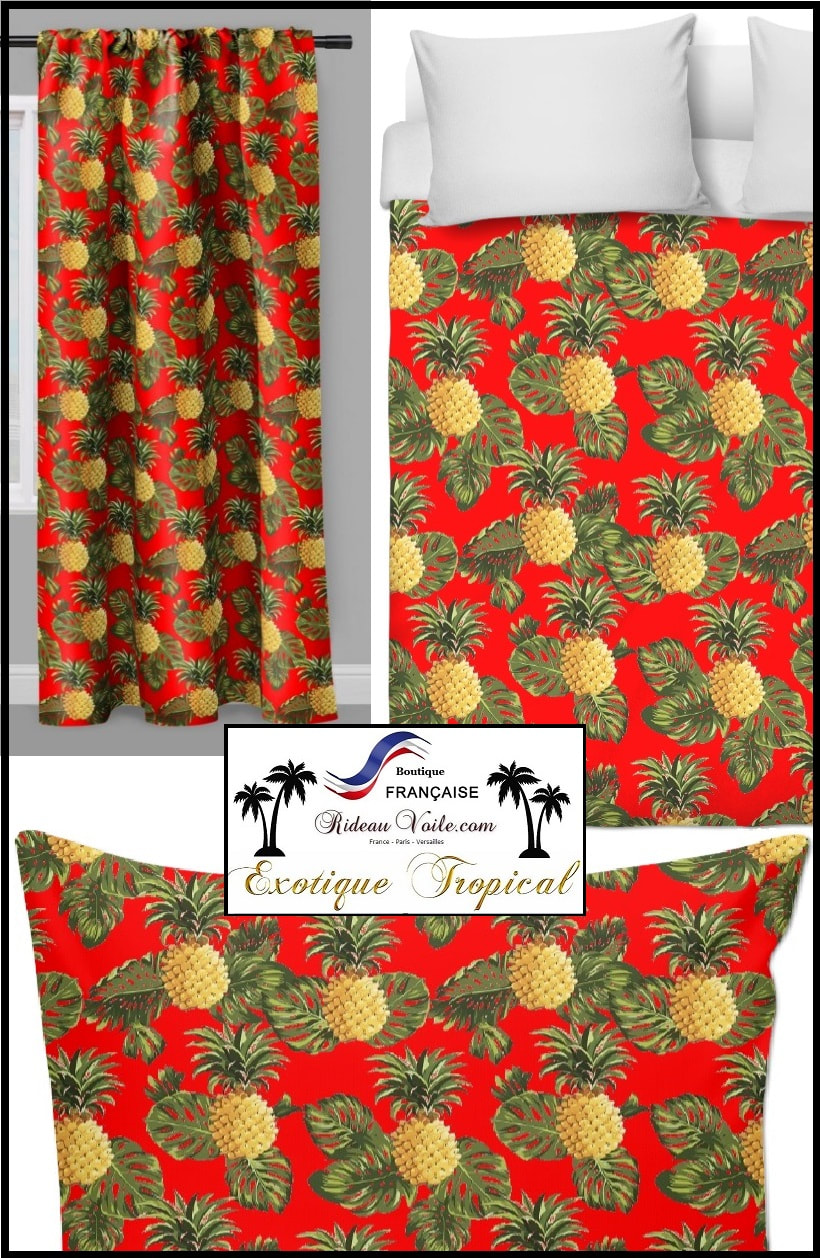 tissu textile au mètre boutique en ligne Paris France Versaille motif imprimé exotique tropical ethnique fleur plante oiseau feuilles perroquet paysage