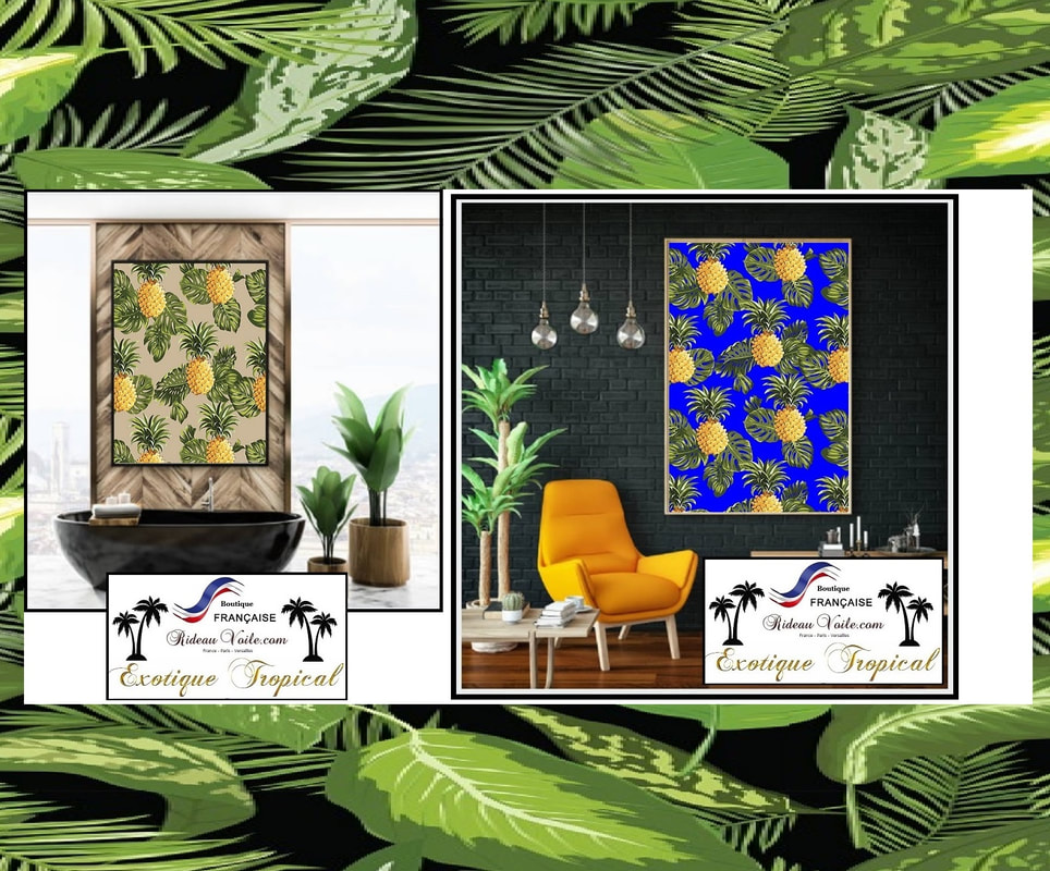 Paysage tissu textile au mètre boutique en ligne Paris France Versaille motif imprimé exotique tropical ethnique fleur plante oiseau feuilles