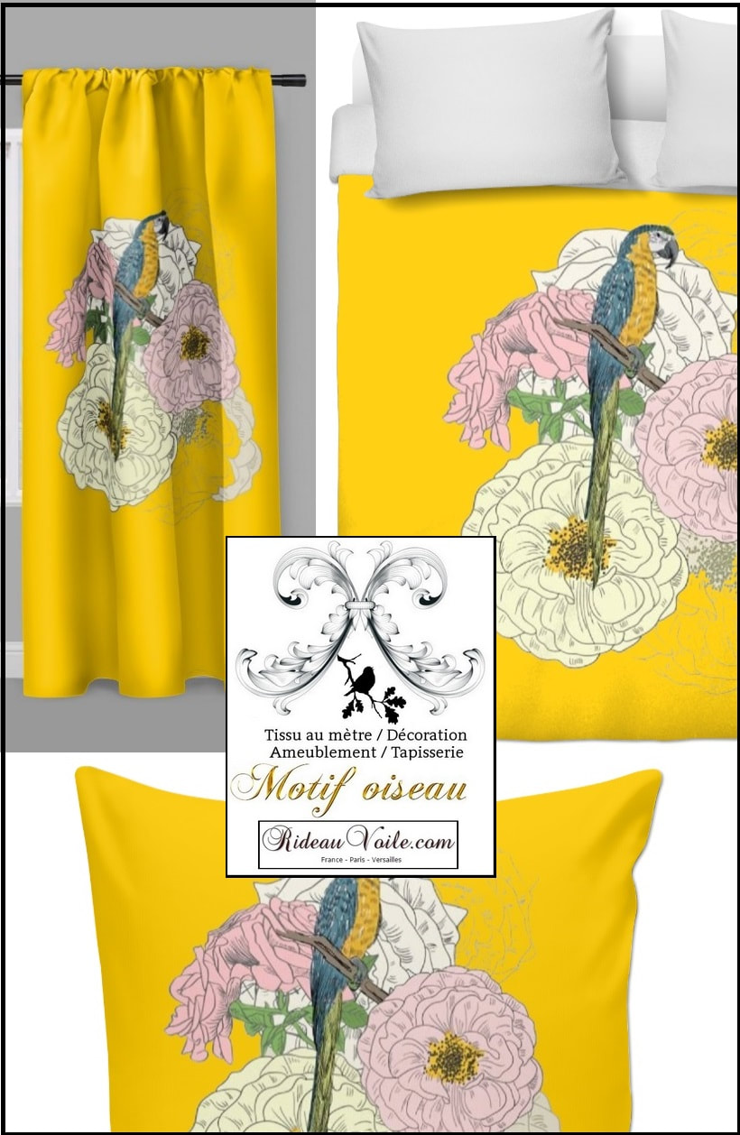 style Toile de Jouy tissu motif oiseau oiseaux