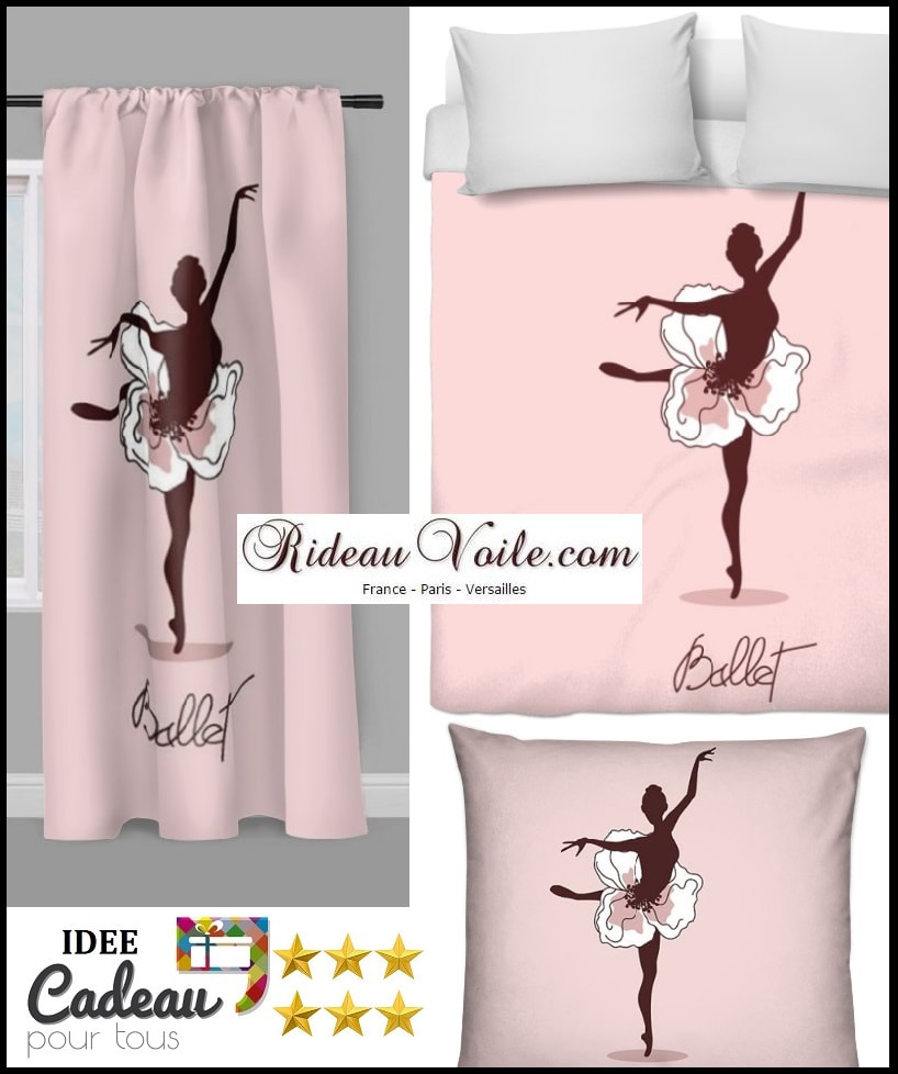 Rideau sur mesure imprimé ballet danseuse tutu classique chausson de danse en pointe blanc toile ballerine tissu