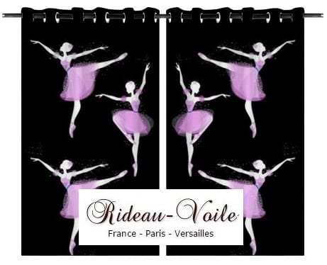 Rideau sur mesure motif imprimé tissu danseuse étoile ballet rose noir