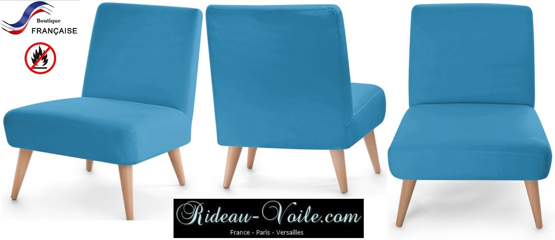 turquoise bleu ameublement meuble mobilier entreprise cabinet fauteuil d'appoint petit adorable siège assise chaise tapisserie tissu suédine lampe abat-jour lampadaire tissu uni pro non feu ignifugé velours ras