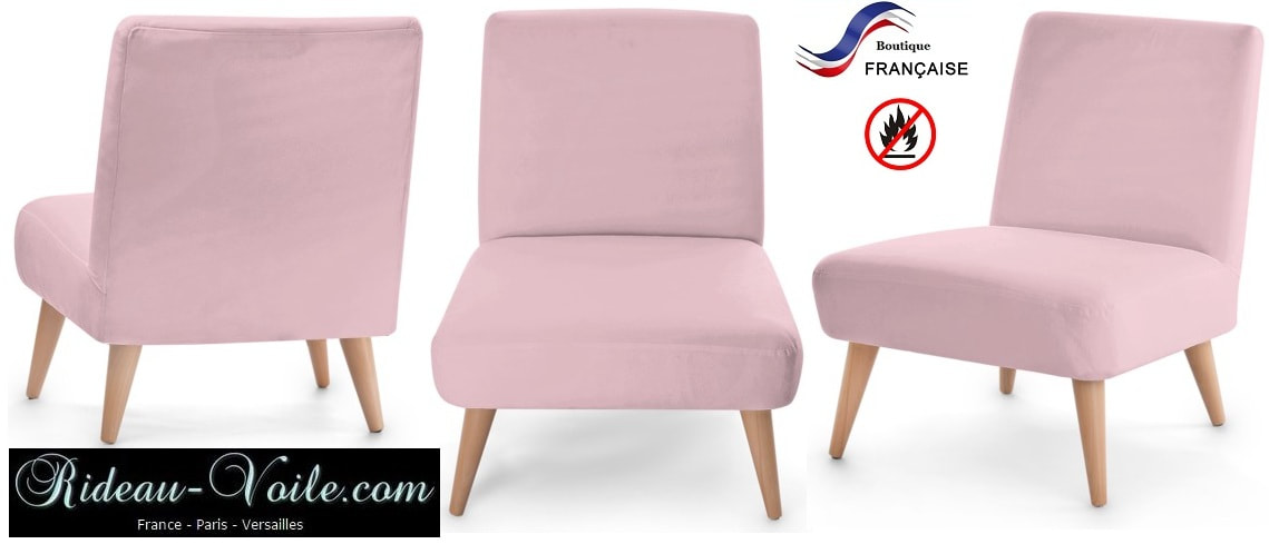 rose pastel ameublement meuble mobilier entreprise cabinet fauteuil d'appoint petit adorable siège assise chaise tapisserie tissu suédine lampe abat-jour lampadaire tissu uni pro non feu ignifugé velours ras