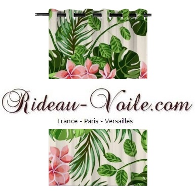 rideau fleur feuille grande exotique motif imprimé tropicale