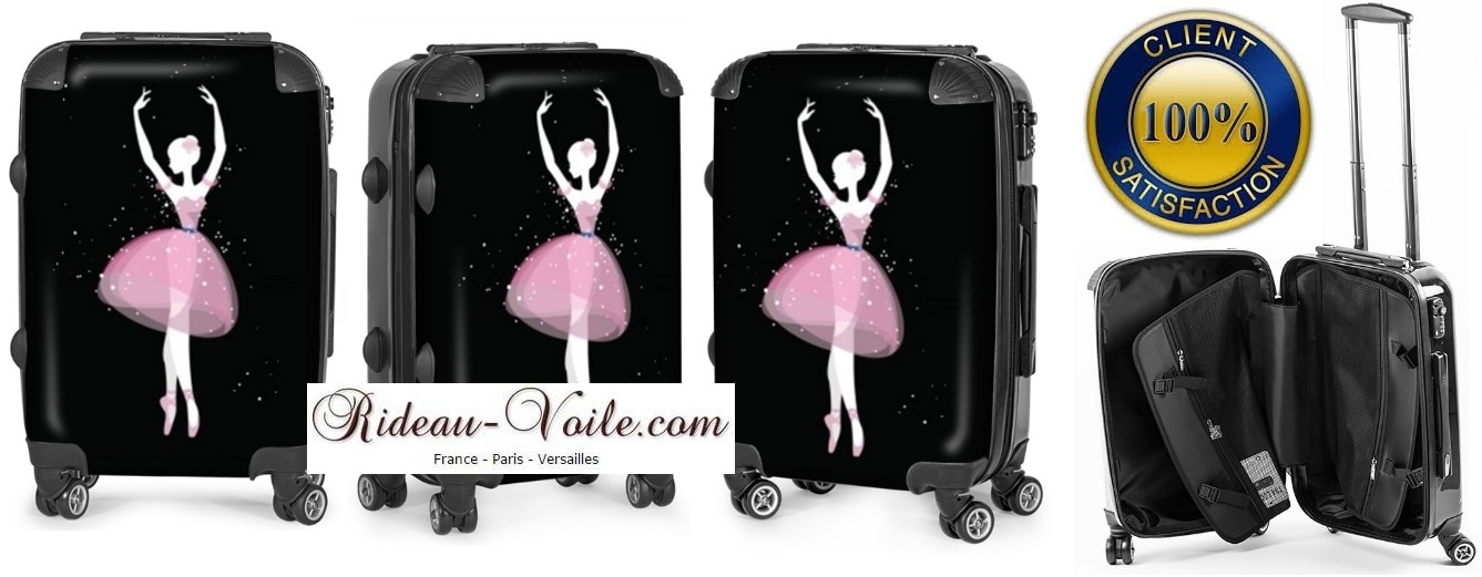 décoration personnalisé tissu textile valise à roulette motif danseuse opéra ballet dance ballerina ballerine classique étoile