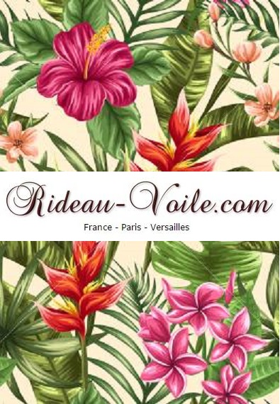 décoration tissu imprimé exotique tropicale motif fleur feuilles
