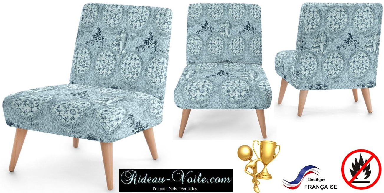 fauteuil Toile de jouy tissu motif imprimé ameublement décoration tapisserie linge de maison 