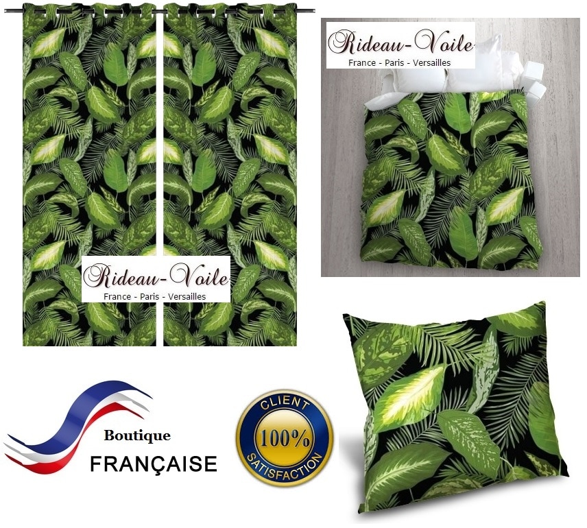 rideau housse de couette coussin tissu textile au mètre boutique en ligne Paris France Versaille motif imprimé exotique tropical ethnique fleur plante oiseau feuille