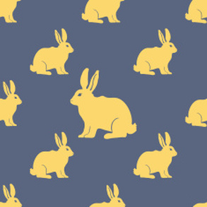 adorables petits lapin jaune sur fond bleu tissu à motif enfant