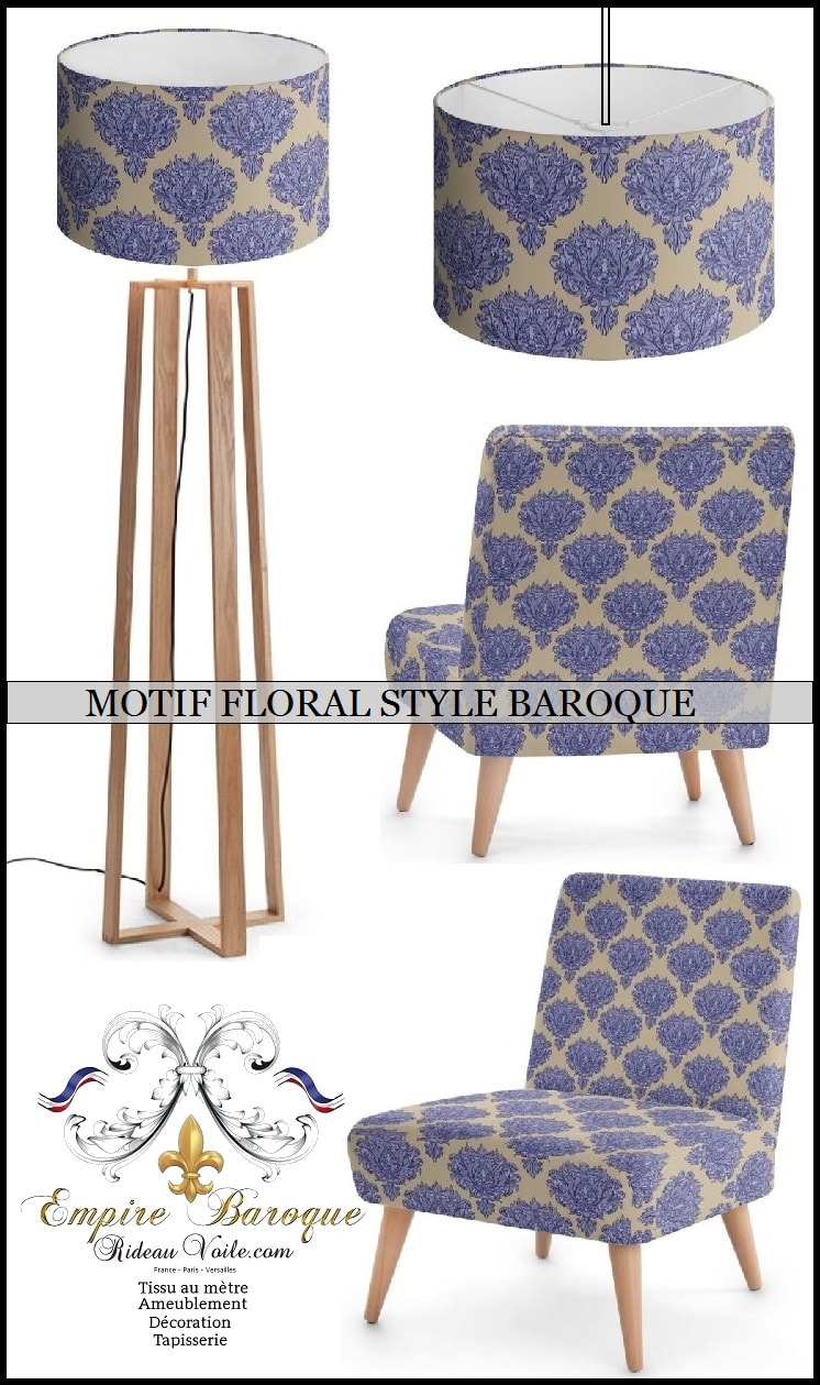  rideau imprimé motif fleuri, fleurs  avec Tissu ameublement intérieure au mètre. Couette coussin tapisserie fauteuil Baroque.