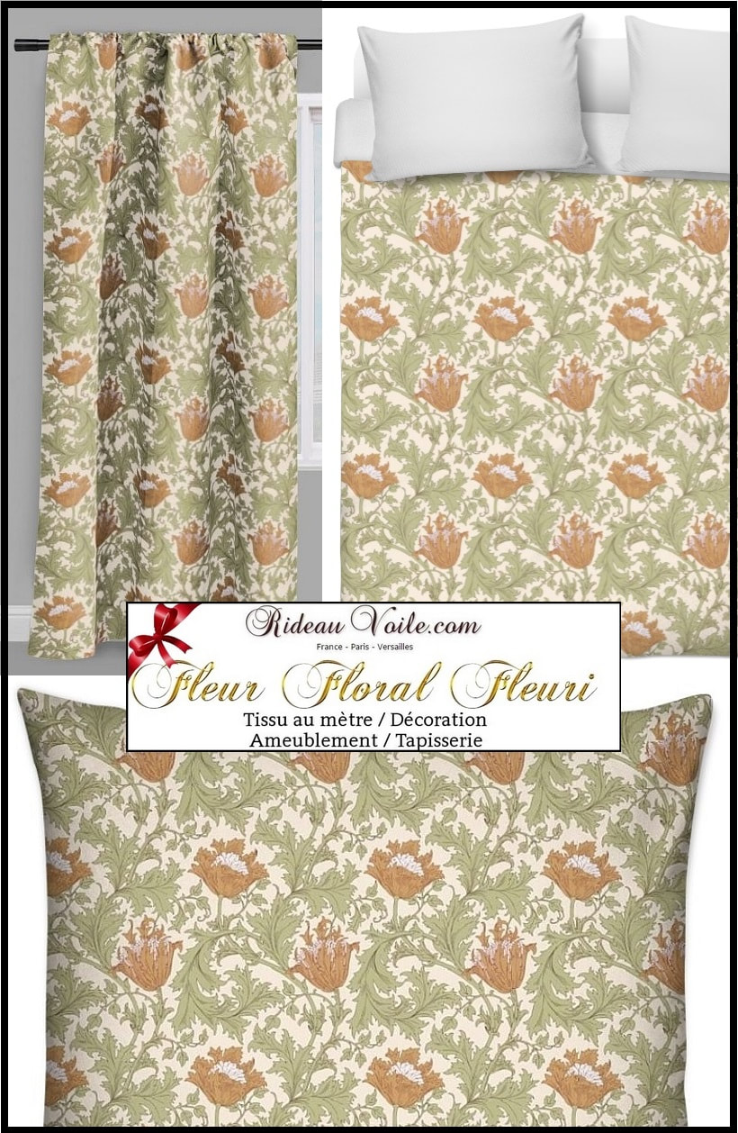 tissu tissus fleur fleurs fleuri floral imprimé motif ameublement au mètre grosse feuille plante rideau coussin couette fauteuil salon cuisine 