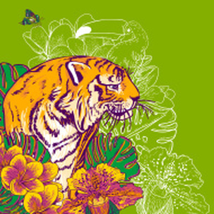 animaux tigre motif feuille sauvage tissu exotique tropical imprimé