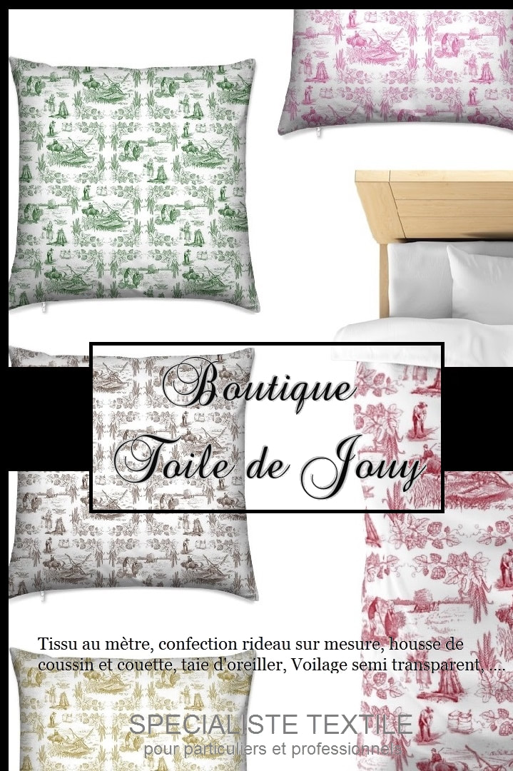 Boutique tissu au mètre Toile de Jouy ameublement décoration textile rideau