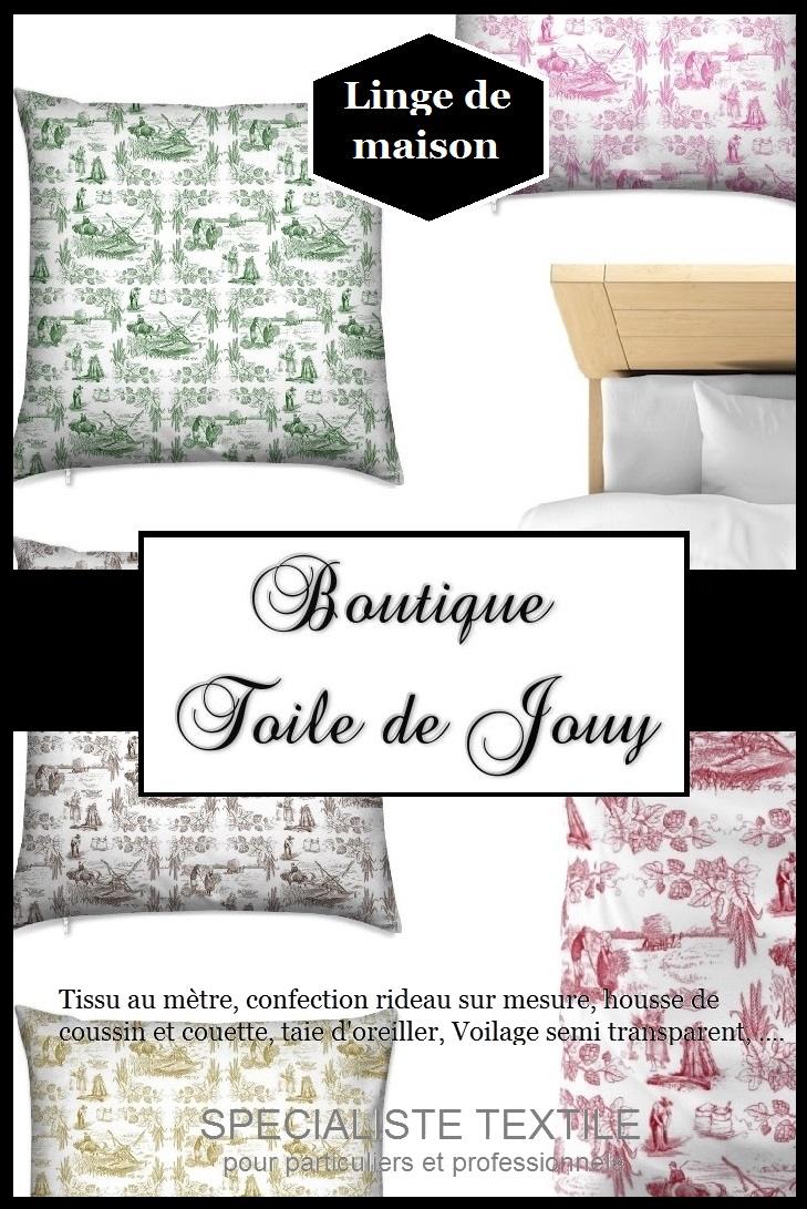Boutique tissu Toile de Jouy ameublement décoration pour rideau couette coussin duvet édredon boutis - tapisserie siège fauteuil bergère voltaire canapé