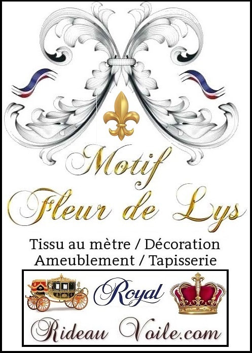 tissu empire baroque fleur de lys emblème Monarchie Roi de France décoration musée chateaux