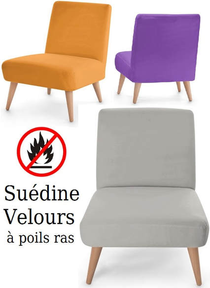 fauteuil d'appoint petit adorable siège assise chaise tapisserie tissu suédine velours ras lampe abat-jour lampadaire