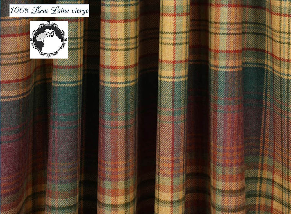 tissu laine vierge rideau plaid couverture coussin couleur carreaux tartan écossais