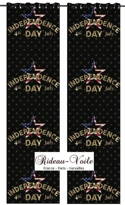 noir et or rideaux rideau tissu ameublement motif imprimé tissus motifs imprimés usa américain americain drapeau étoile independance day 
