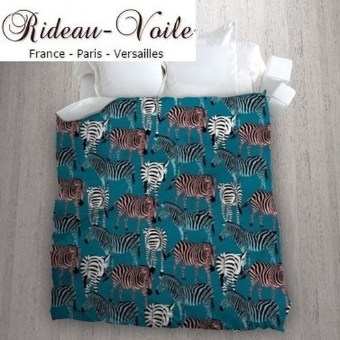 animal zèbre ethnique rayé jungle housse de couette sur mesure tissu textile ameublement literie chambre exotique tropicale décoration motif africain