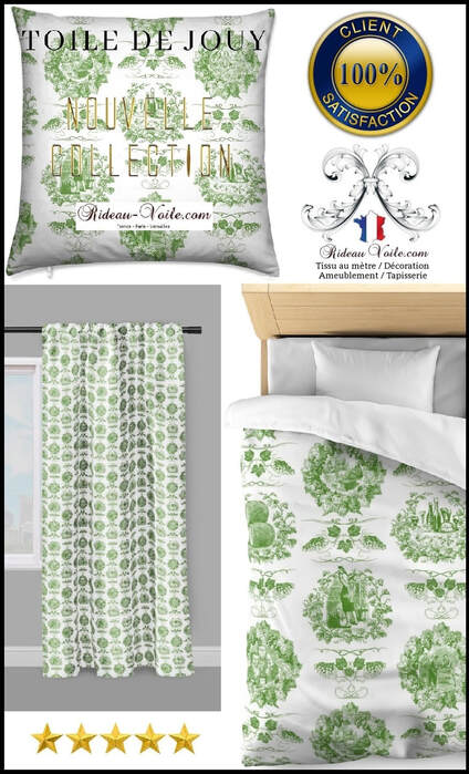 Toile de jouy deco tissu rideau coussin couette ameublement intérieur tapisserie #toiledejouy #frenchfabrics #toiledejouyaumètre #ignifugé #couette #coussin #