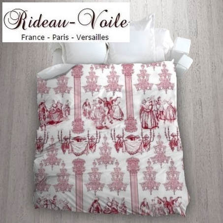 rouge linge de lit Paris Versailles tissu ameublement style Empire Toile de Jouy au mètre sur mesure rideau coussin couette abat-jour tapisserie décoration papier-peint