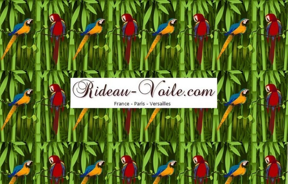 tissu textile au mètre boutique en ligne Paris France Versaille motif imprimé exotique tropical ethnique fleur plante oiseau feuille perroquet bambou