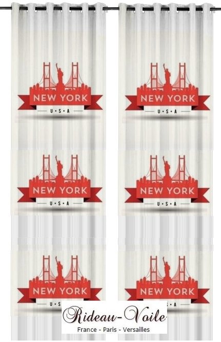 rideau building rouge blanc ville de new york pont USA tissu textile ameublement décoration motif imprimé USA états unis Amérique américain