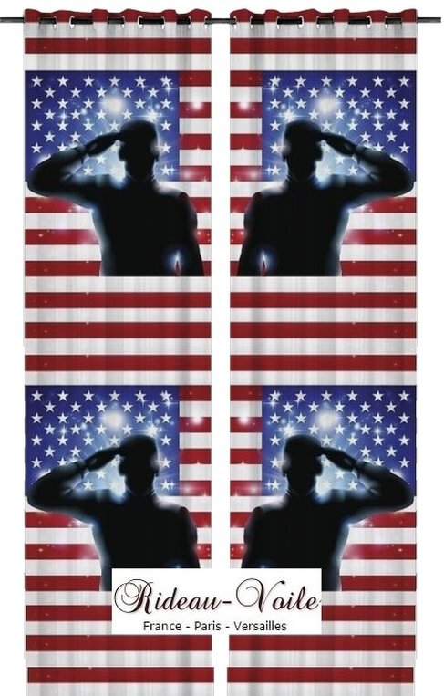 tissu motif imprimé USA drapeau américain soldat State united América Américain rideau coussin couette salut good morning