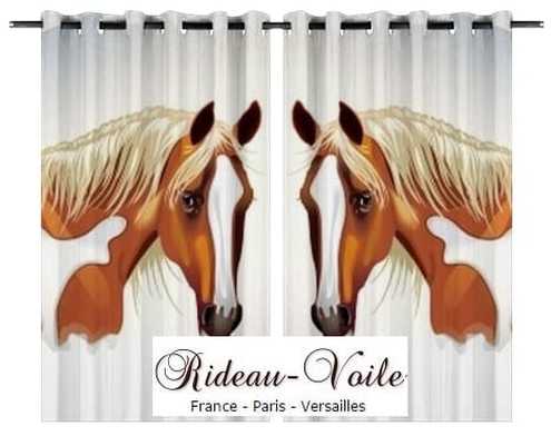 rideau sur mesure avec motif imprimé cheval chevaux équitation accessoire course mustang