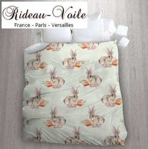 LAPIN décoration lit enfant bébé chambre housse de couette en tissu motif imprimé Lapin carotte